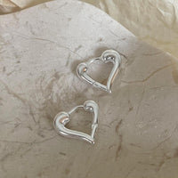 Holiday Women Big Hollow Irregular Heart 925 Sterling Silver Hoop Earrings - KIAHMILLA