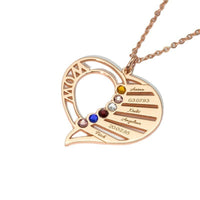 Hollow heart inlaid gemstone with customizable name design light luxury noble necklace - KIAHMILLA