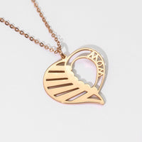 Hollow heart inlaid gemstone with customizable name design light luxury noble necklace - KIAHMILLA