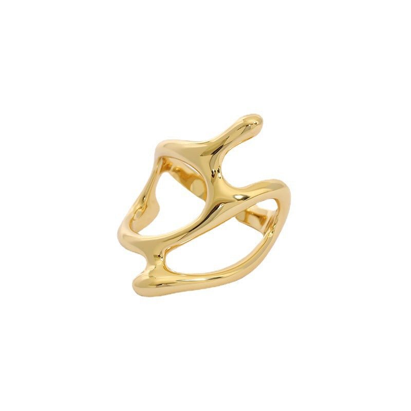 Hollow Irregular Geometry 925 Sterling Silver Adjustable Ring - KIAHMILLA