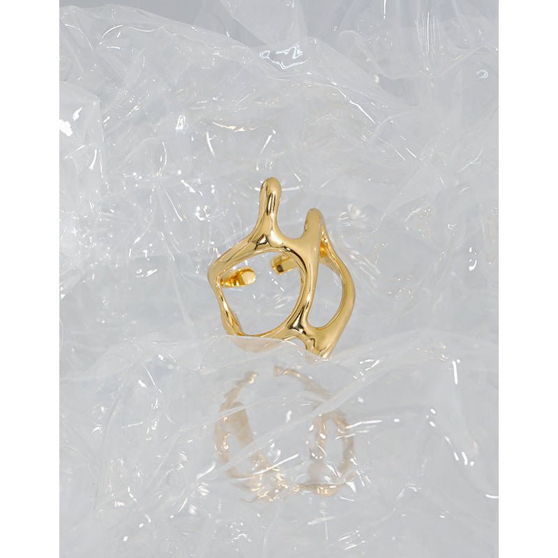 Hollow Irregular Geometry 925 Sterling Silver Adjustable Ring - KIAHMILLA