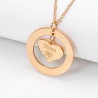 Hollow round with love heart, customizable name design, unique high-end necklace - KIAHMILLA