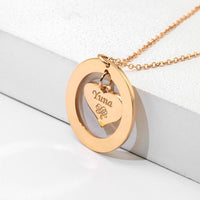 Hollow round with love heart, customizable name design, unique high-end necklace - KIAHMILLA