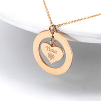 Hollow round with love heart, customizable name design, unique high-end necklace - KIAHMILLA