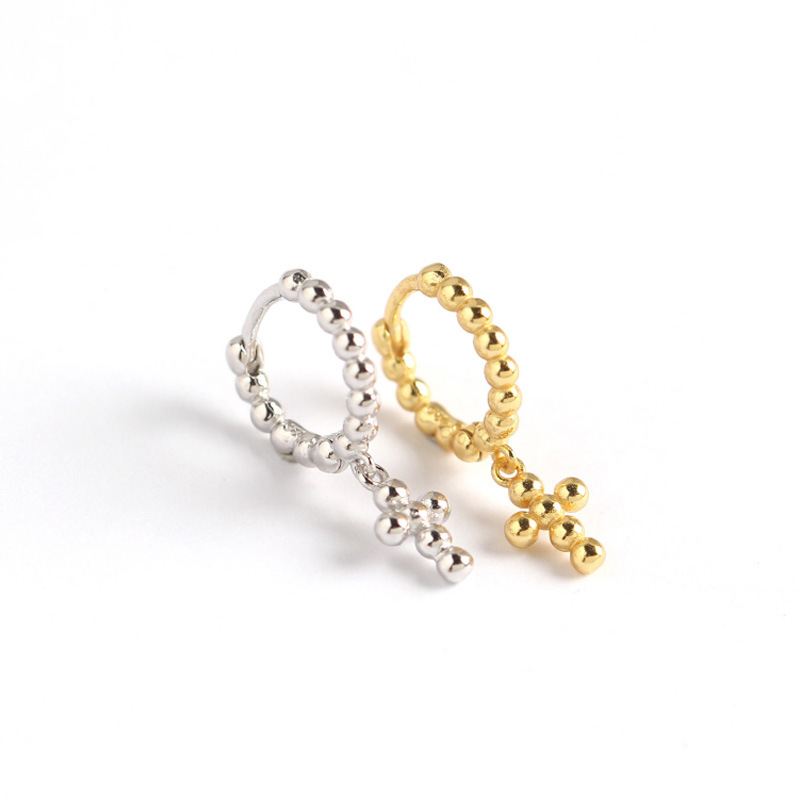 Holy Beads Cross 925 Sterling Silver Hoop Earrings - KIAHMILLA