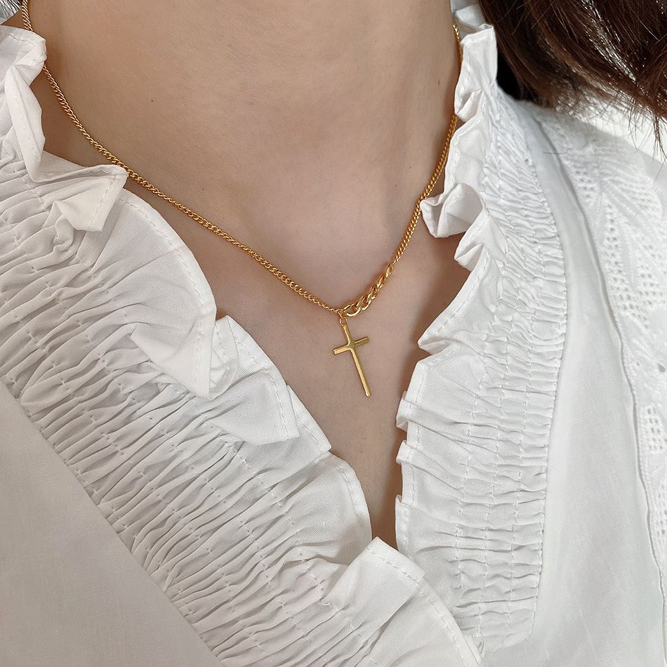Holy Cross Hollow Chain 925 Sterling Silver Necklace - KIAHMILLA