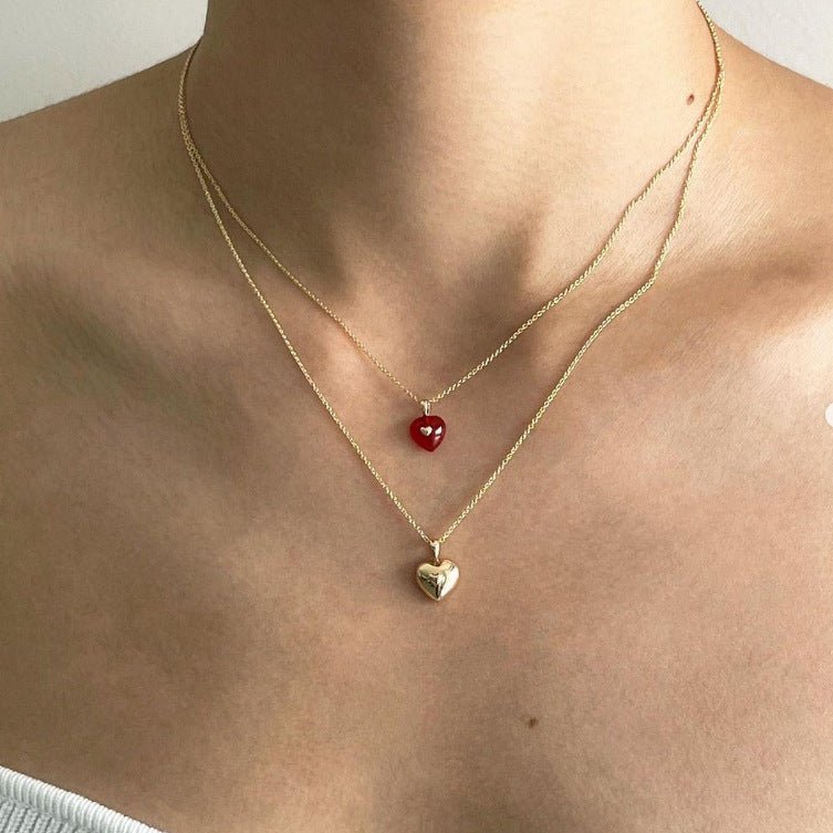Honey Moon Double Heart Love 925 Sterling Silver Necklace - KIAHMILLA