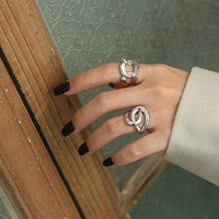 Hot Hollow Wide Chain 925 Sterling Silver Adjustable Ring - KIAHMILLA