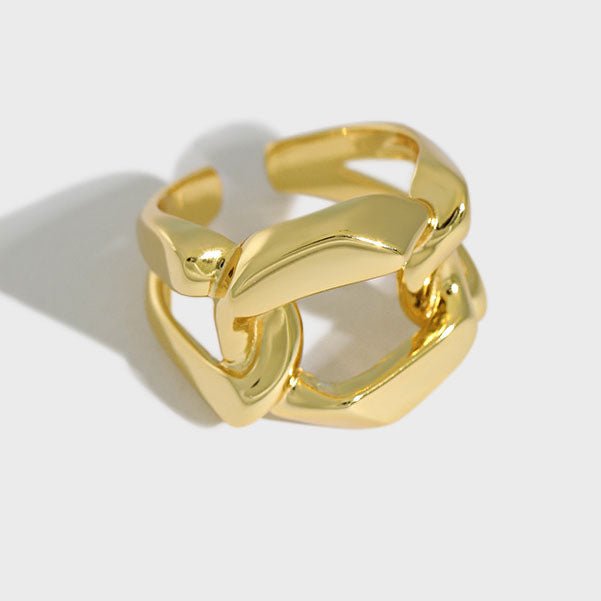 Hot Hollow Wide Chain 925 Sterling Silver Adjustable Ring - KIAHMILLA