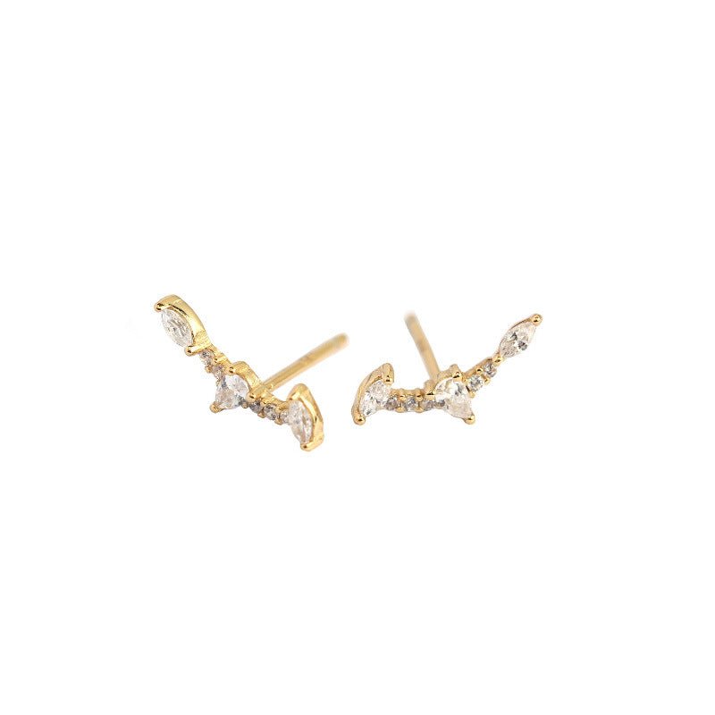 Hot Simple CZ Geometry Bat Wings 925 Sterling Silver Stud Earrings - KIAHMILLA