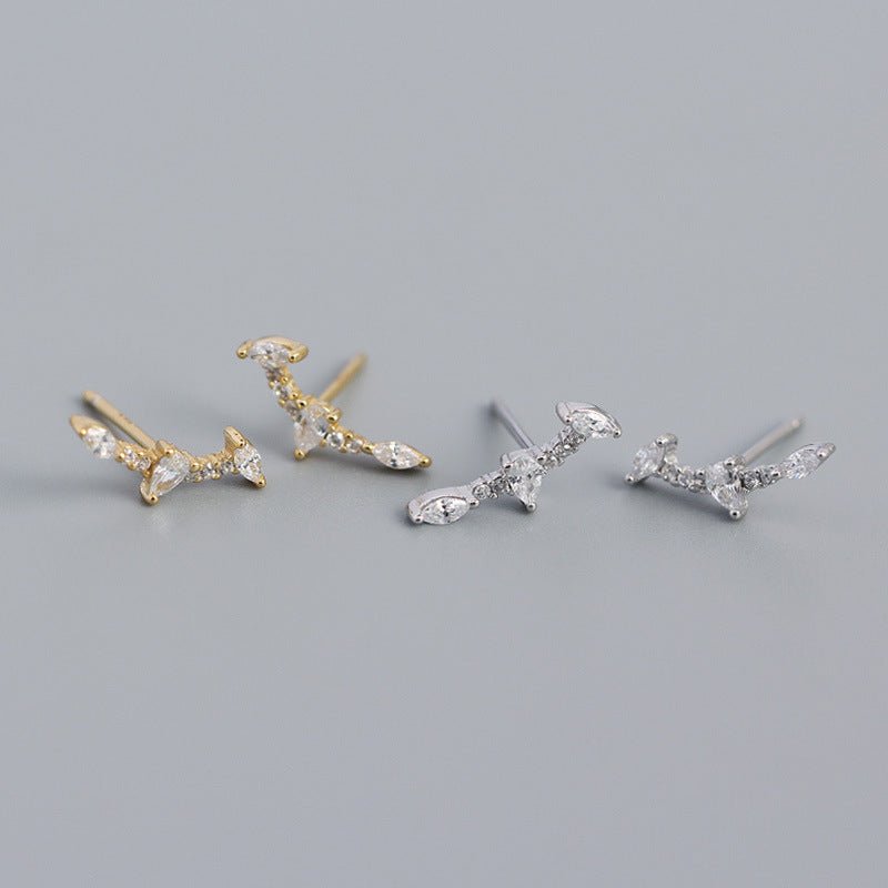 Hot Simple CZ Geometry Bat Wings 925 Sterling Silver Stud Earrings - KIAHMILLA