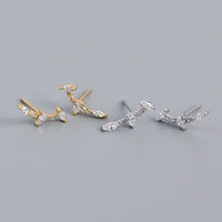 Hot Simple CZ Geometry Bat Wings 925 Sterling Silver Stud Earrings - KIAHMILLA