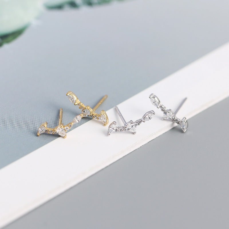 Hot Simple CZ Geometry Bat Wings 925 Sterling Silver Stud Earrings - KIAHMILLA