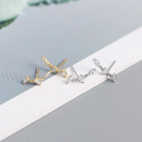 Hot Simple CZ Geometry Bat Wings 925 Sterling Silver Stud Earrings - KIAHMILLA