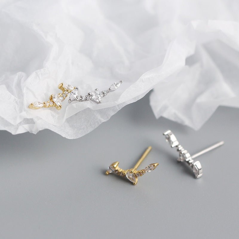 Hot Simple CZ Geometry Bat Wings 925 Sterling Silver Stud Earrings - KIAHMILLA