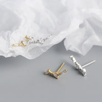 Hot Simple CZ Geometry Bat Wings 925 Sterling Silver Stud Earrings - KIAHMILLA