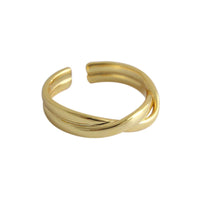 Ins Lines Cross Twisted 925 Sterling Silver Adjustable Ring - KIAHMILLA