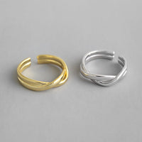 Ins Lines Cross Twisted 925 Sterling Silver Adjustable Ring - KIAHMILLA