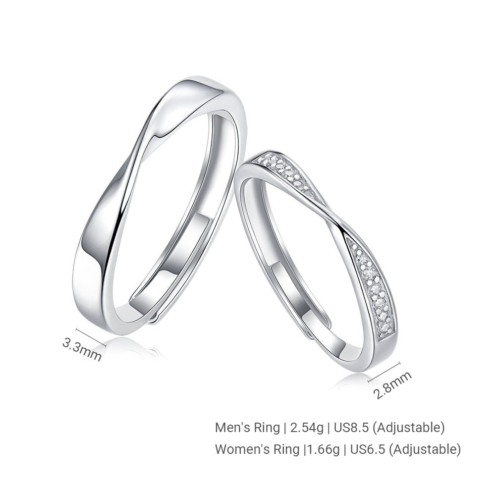 Ins-Style Moissanite Mobius Classic Silver S925 Sterling Silver Couple Rings - KIAHMILLA