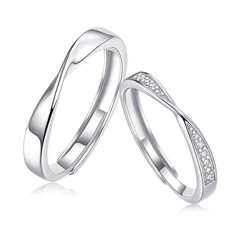 Ins-Style Moissanite Mobius Classic Silver S925 Sterling Silver Couple Rings - KIAHMILLA
