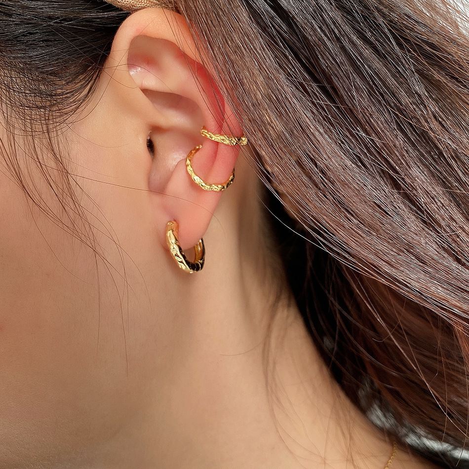Irregular Burned 925 Sterling Silver Non-Pierced Earring(Single) - KIAHMILLA