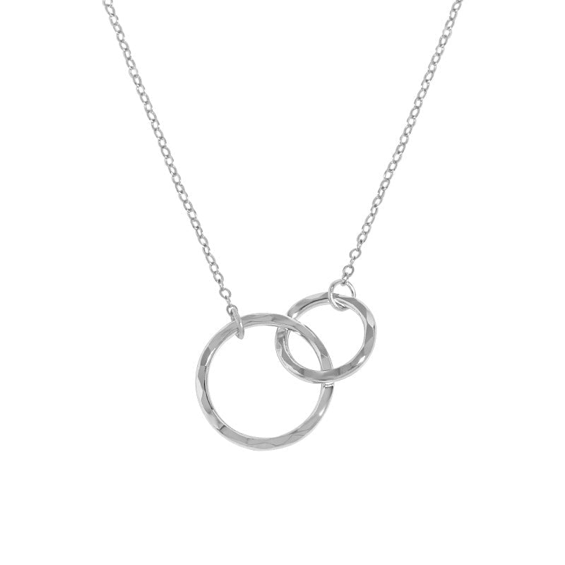 Irregular double circular ring texture S925 sterling silver necklace for women - KIAHMILLA
