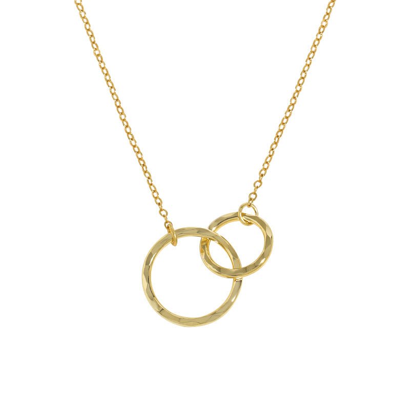 Irregular double circular ring texture S925 sterling silver necklace for women - KIAHMILLA