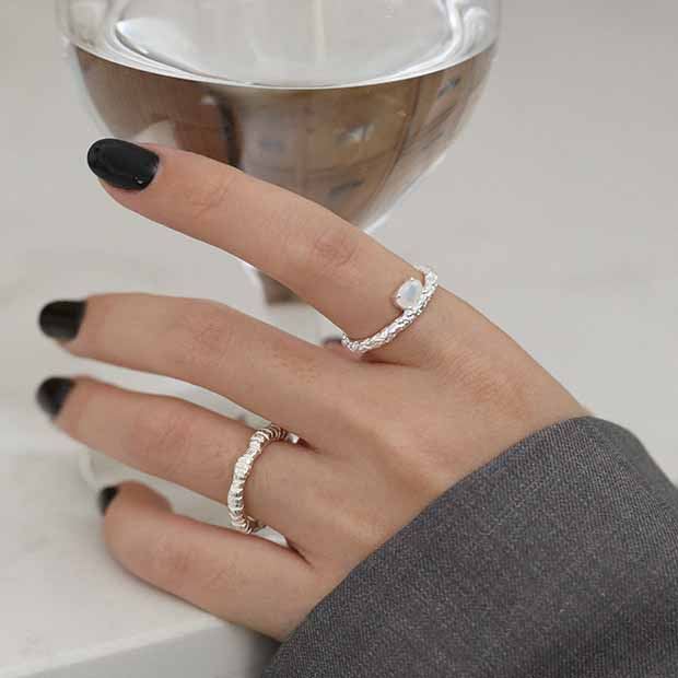 Irregular Face 925 Sterling Silver Adjustable Ring - KIAHMILLA