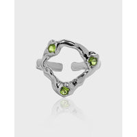Irregular Geometric Design Cubic Zirconia Adjustable 925 Sterling Silver Ring - KIAHMILLA