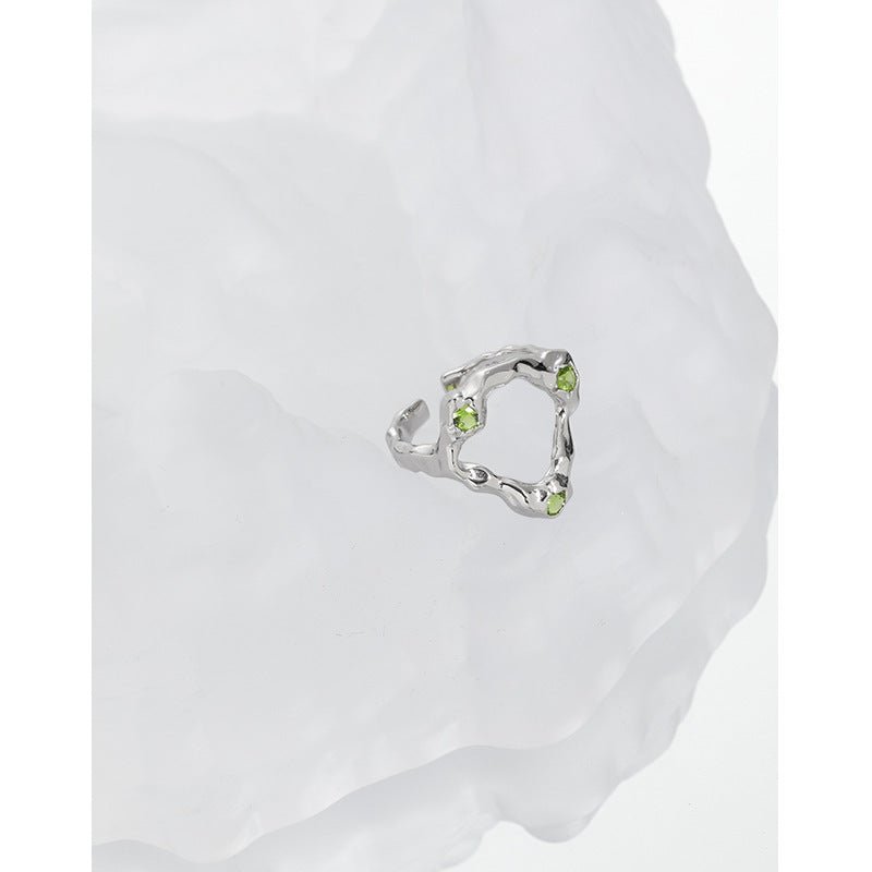 Irregular Geometric Design Cubic Zirconia Adjustable 925 Sterling Silver Ring - KIAHMILLA