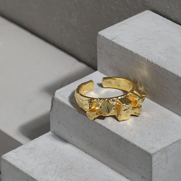 Irregular Geometry Cubic 925 Sterling Silver Adjustable Ring - KIAHMILLA