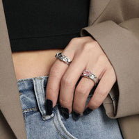 Irregular Geometry Cubic 925 Sterling Silver Adjustable Ring - KIAHMILLA
