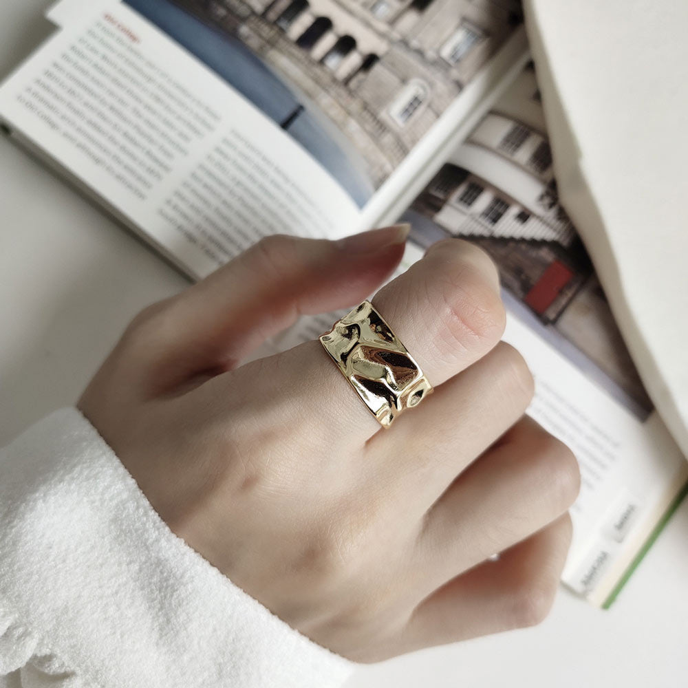 Irregular Let It Be Wide 925 Sterling Silver Adjustable Ring - KIAHMILLA