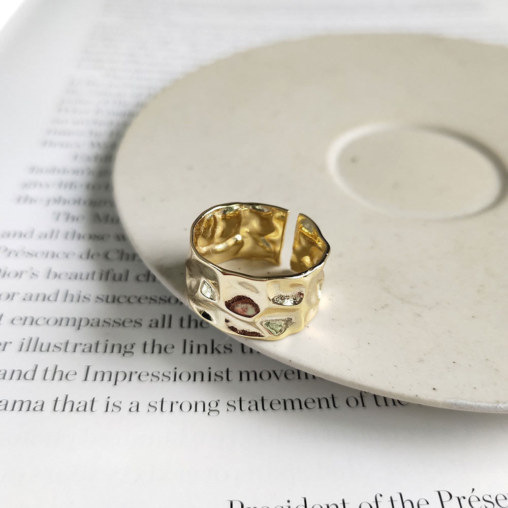 Irregular Let It Be Wide 925 Sterling Silver Adjustable Ring - KIAHMILLA