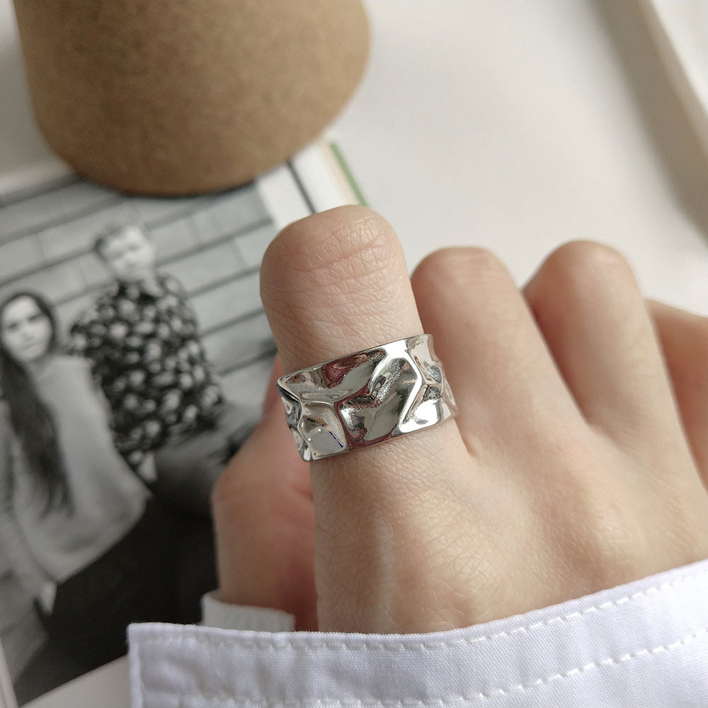 Irregular Let It Be Wide 925 Sterling Silver Adjustable Ring - KIAHMILLA