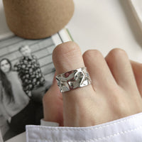 Irregular Let It Be Wide 925 Sterling Silver Adjustable Ring - KIAHMILLA