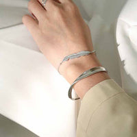 Irregular Twisted 925 Sterling Silver Open Bangle - KIAHMILLA