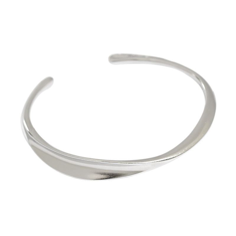 Irregular Twisted 925 Sterling Silver Open Bangle - KIAHMILLA