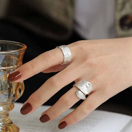 Irregular Waterdrop 925 Sterling Silver Adjustable Ring - KIAHMILLA