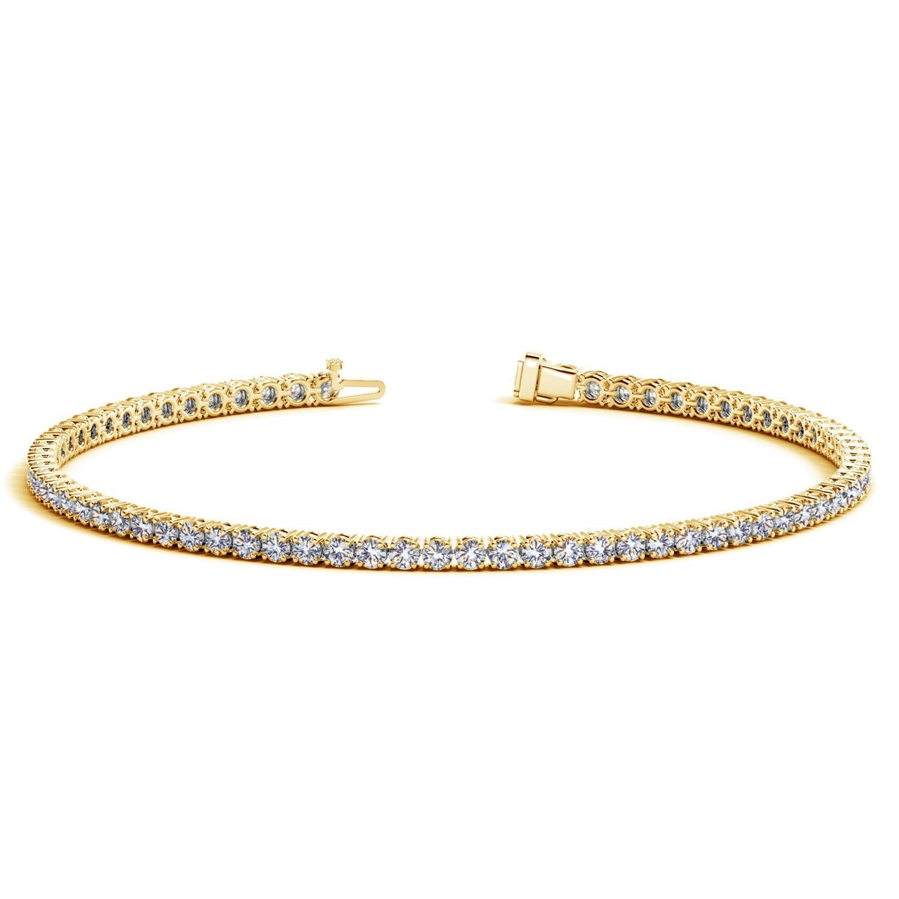 Lab Grown Round Diamond Tennis Bracelet in 14k Yellow Gold (2 cctw F/G VS2/SI1) - KIAHMILLA