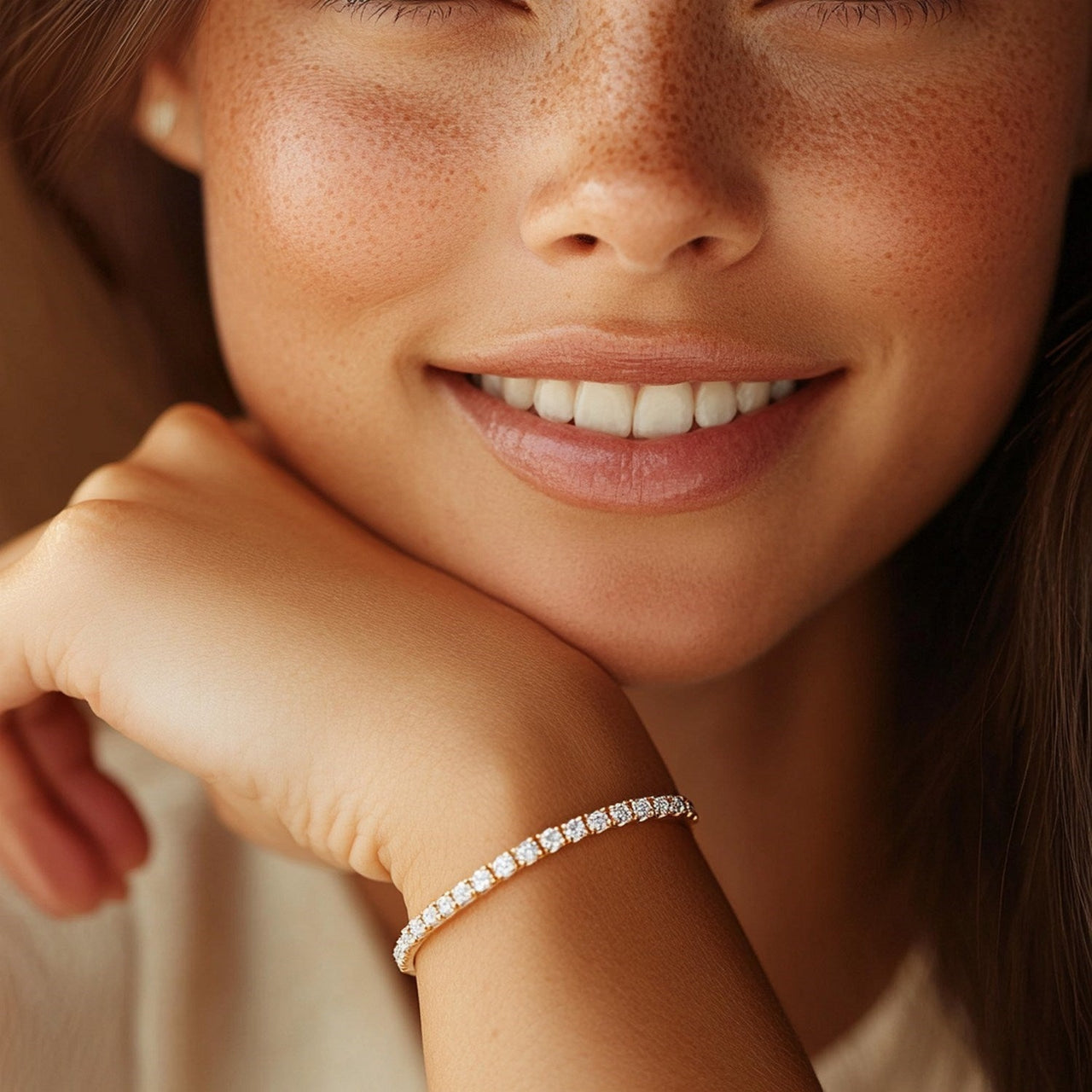 Lab Grown Round Diamond Tennis Bracelet in 14k Yellow Gold(5 cctw F/G VS2/SI1) - KIAHMILLA