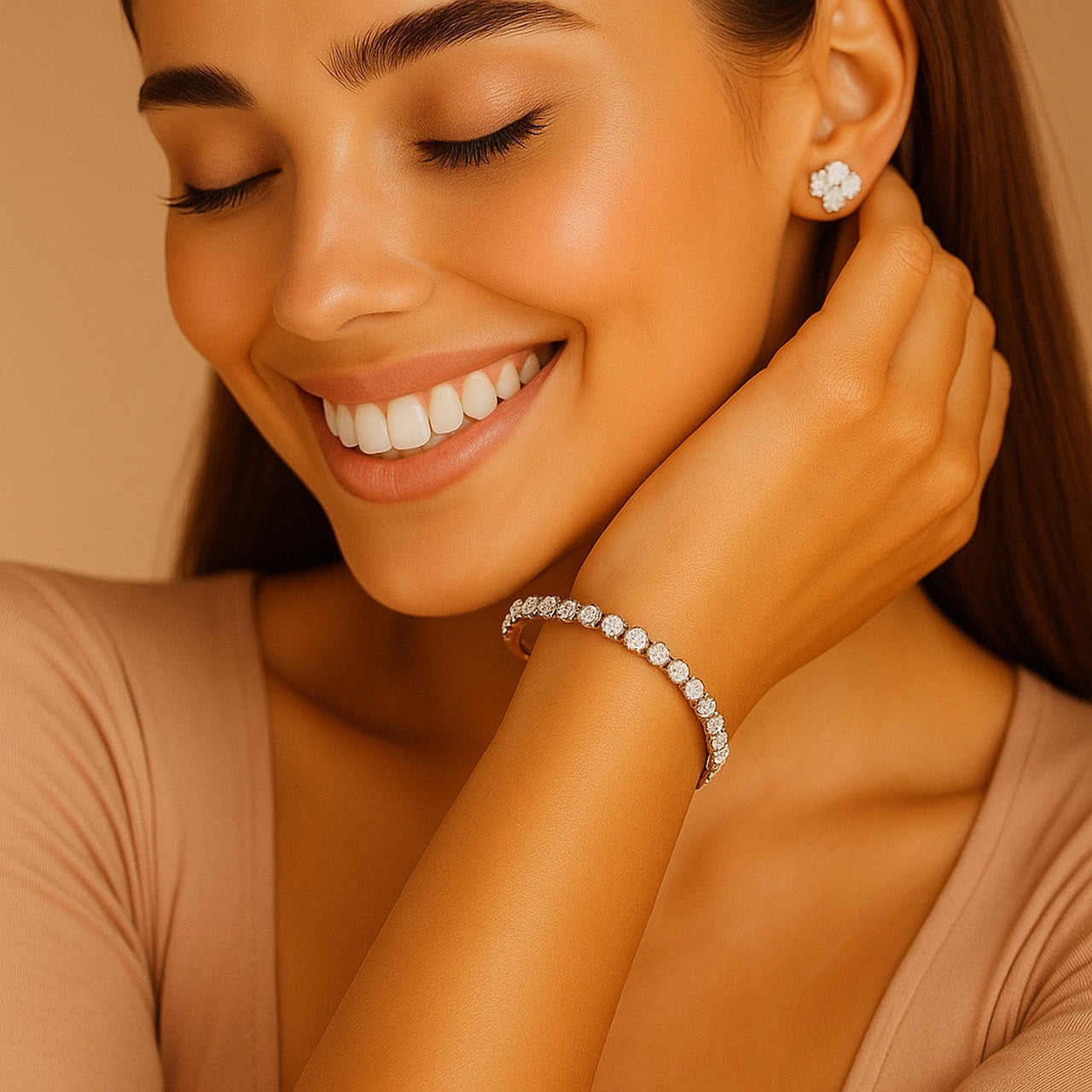 Lab Grown Round Diamond Tennis Bracelet in 14k Yellow Gold(5 cctw F/G VS2/SI1) - KIAHMILLA