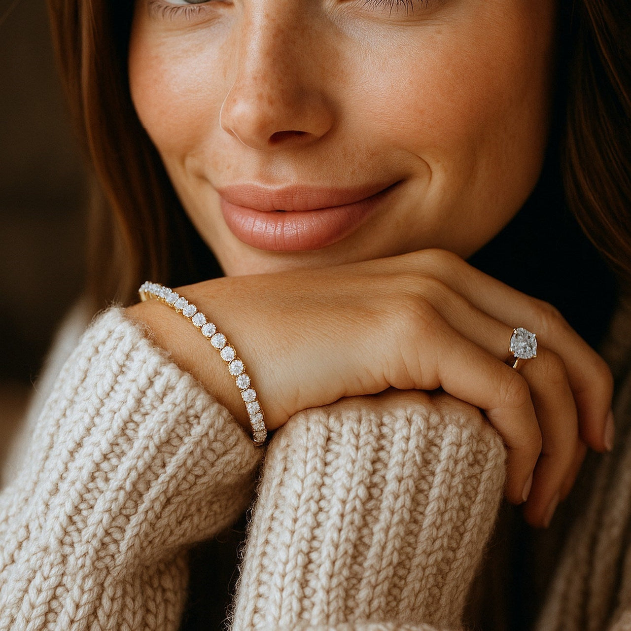 Lab Grown Round Diamond Tennis Bracelet in 14k Yellow Gold(5 cctw F/G VS2/SI1) - KIAHMILLA