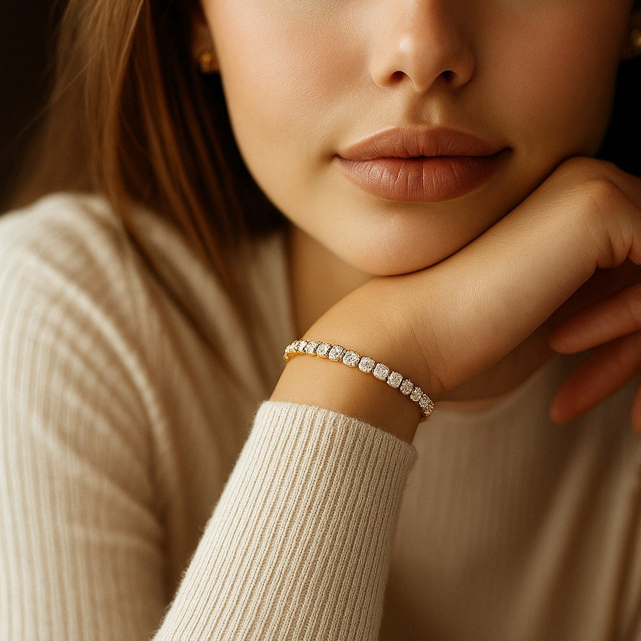 Lab Grown Round Diamond Tennis Bracelet in 14k Yellow Gold(5 cctw F/G VS2/SI1) - KIAHMILLA