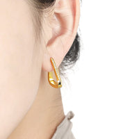 Lady Fashion Geometry CZ Twisted Triangle 925 Sterling Silver Dangling Earrings - KIAHMILLA