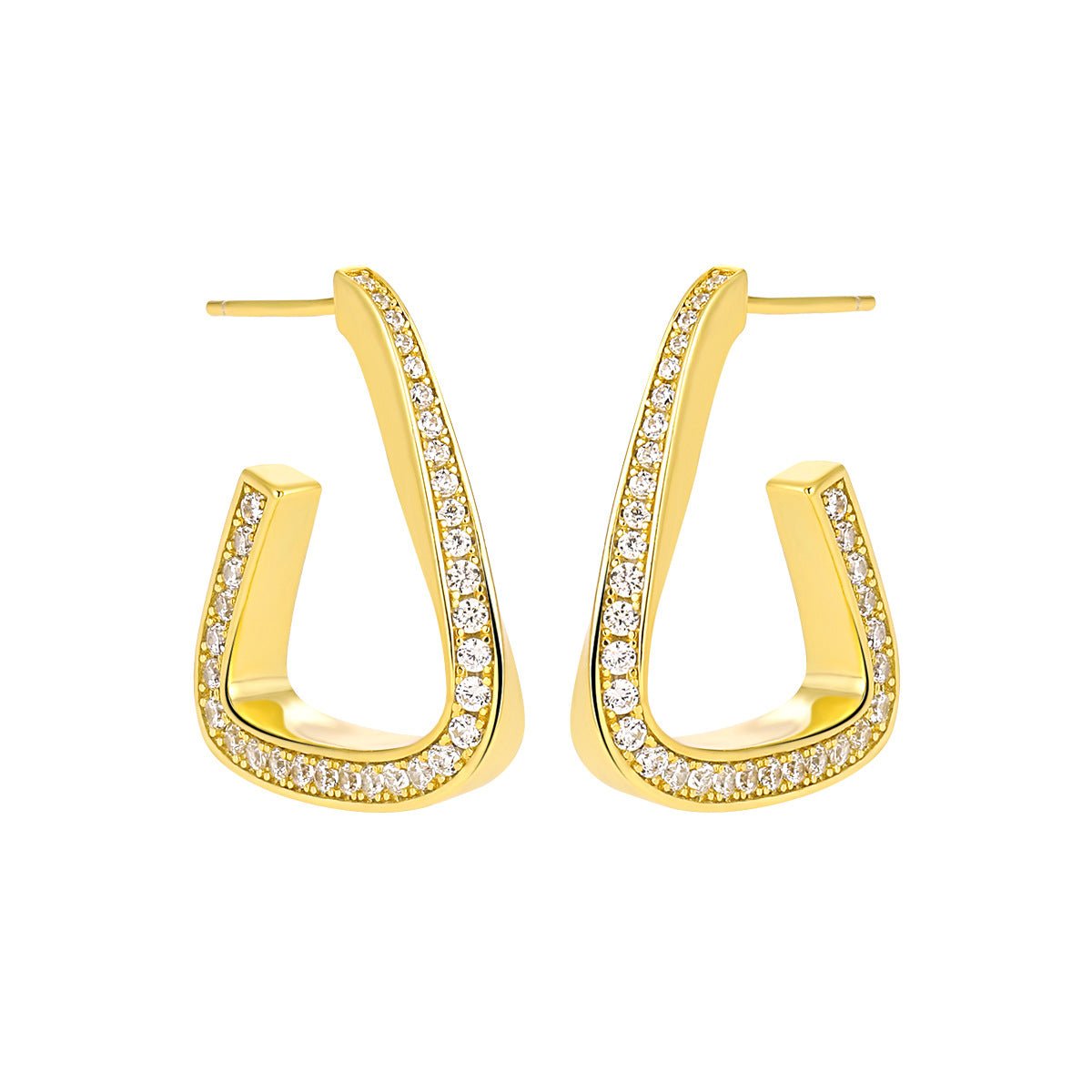 Lady Fashion Geometry CZ Twisted Triangle 925 Sterling Silver Dangling Earrings - KIAHMILLA