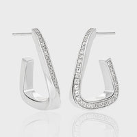Lady Fashion Geometry CZ Twisted Triangle 925 Sterling Silver Dangling Earrings - KIAHMILLA