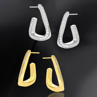 Lady Fashion Geometry CZ Twisted Triangle 925 Sterling Silver Dangling Earrings - KIAHMILLA