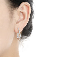 Lady Fashion Geometry CZ Twisted Triangle 925 Sterling Silver Dangling Earrings - KIAHMILLA