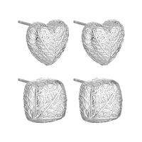 Lady Geometry Square Heart Leaves 925 Sterling Silver Stud Earrings - KIAHMILLA